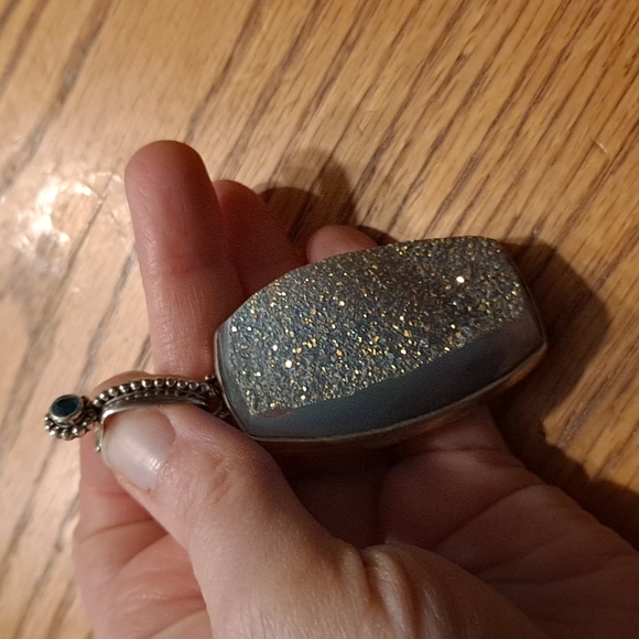 3" COLLEEN LOPEZ CL 35g MYSTIC QUARTZ DRUZY STERLING SILVER PENDANT ENHANCER - Picture 6 of 11